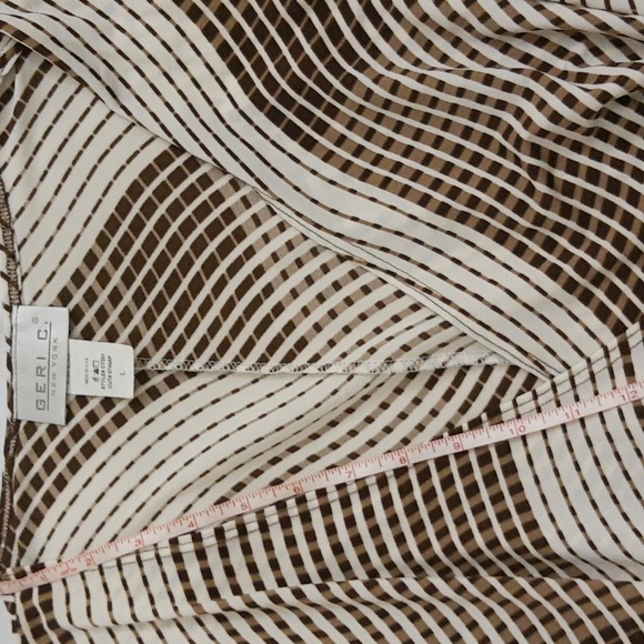 Geri C. New York Striped Faux Wrap Dress Brown Cream VTG 90s M/L - Picture 8 of 15